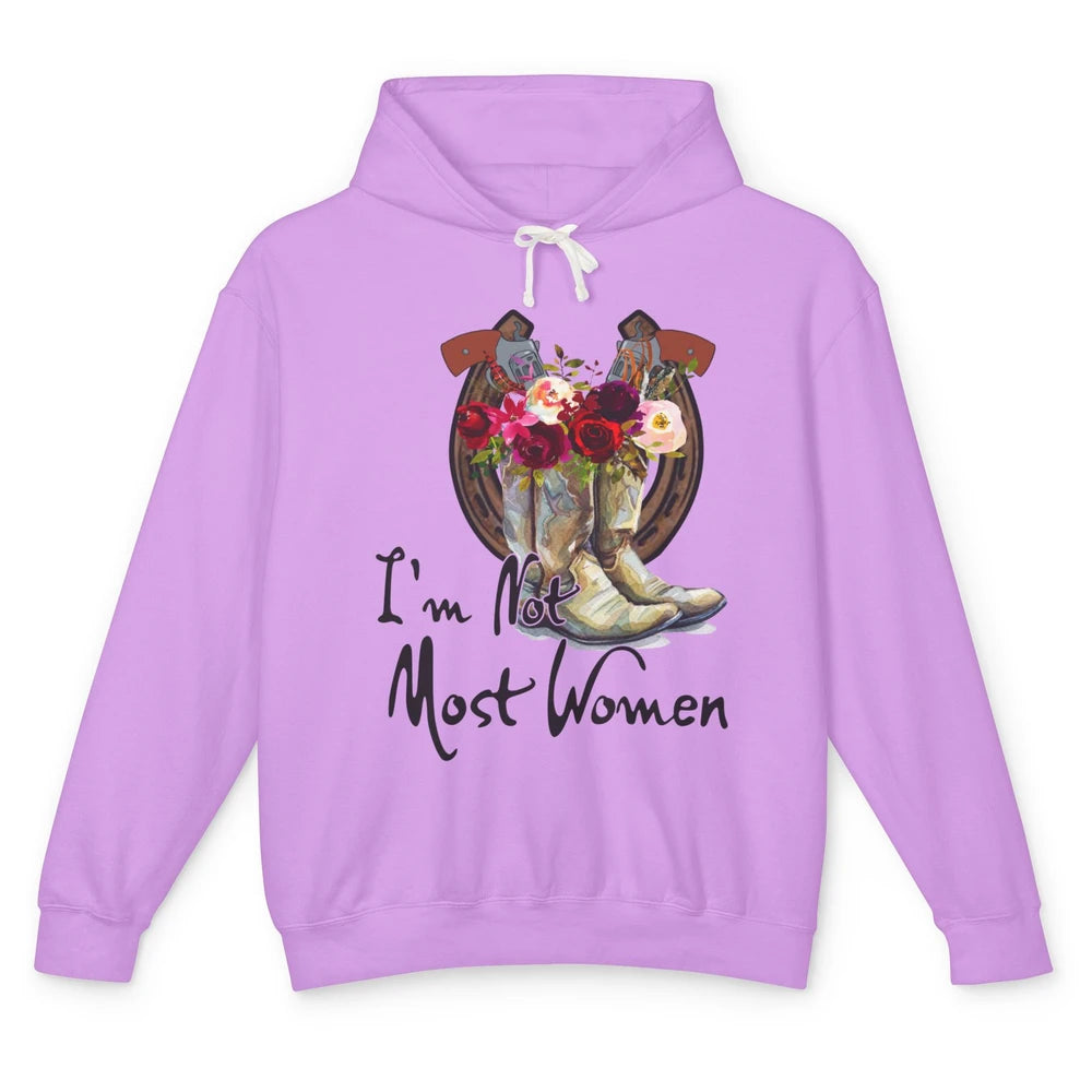 Retro Floral Cowgirl Boots I'm Not Most Women Western Cowboy Unisex Lightweight Hoodie