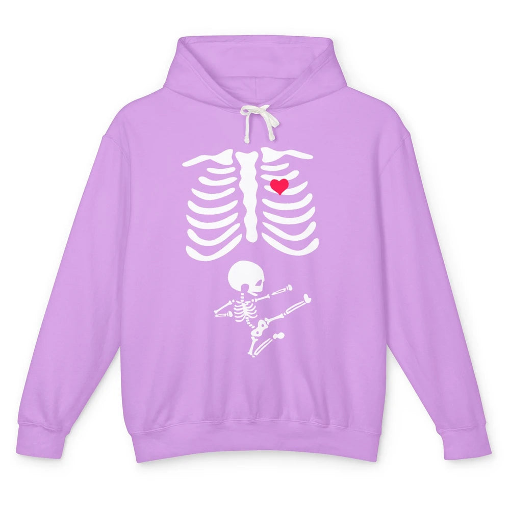 Pregnant Halloween Skeleton Naughty Baby Boy Pumpkin Costume Unisex Lightweight Hoodie