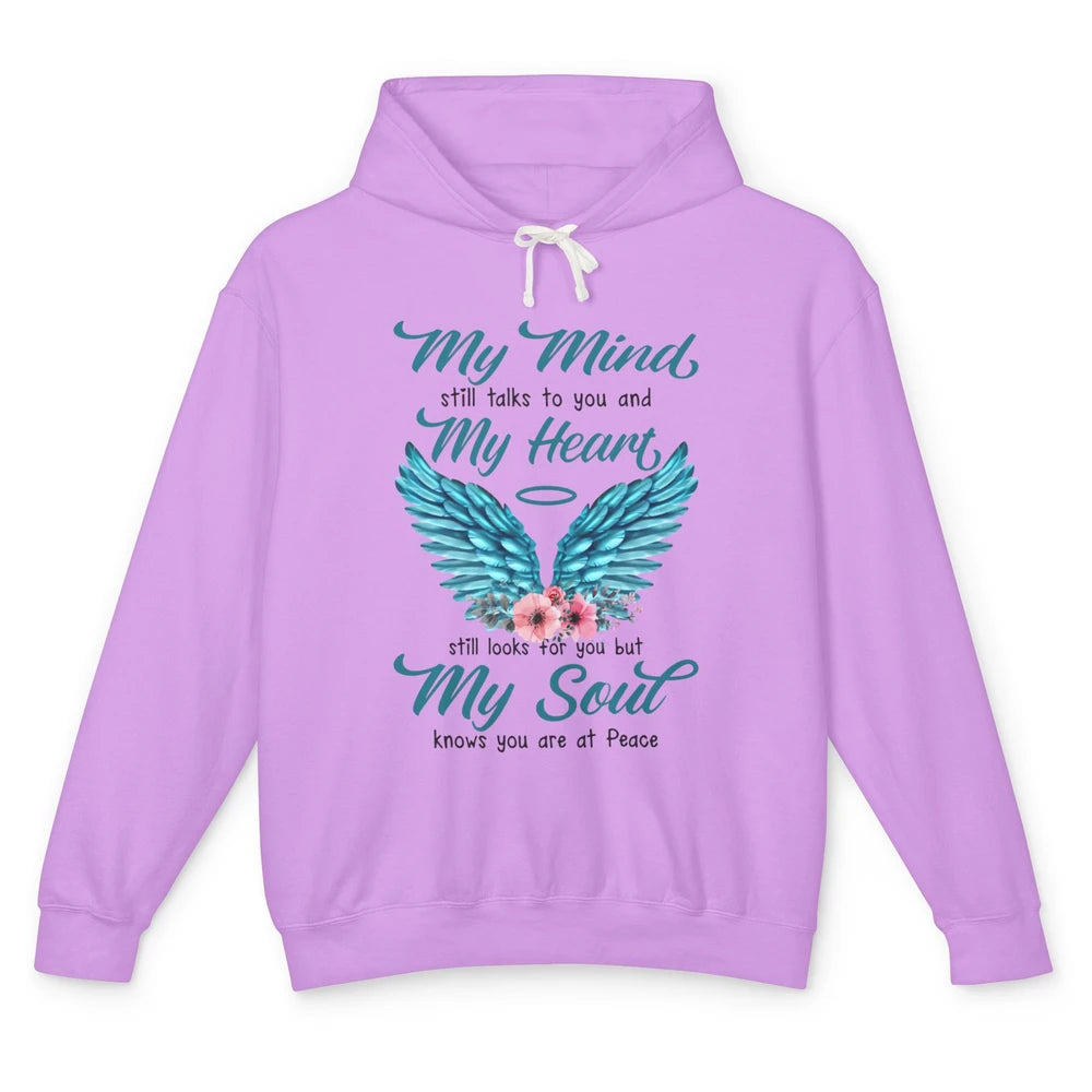 Mom Dad In Heaven My Minds Still Talks To You Memorial Gift Unisex Lightweight Hoodie
