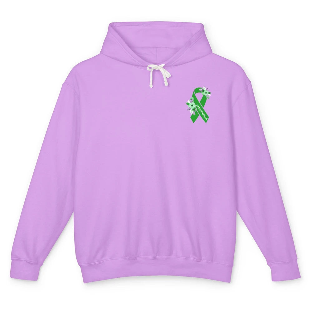 PANS/PANDAS Awareness Floral Green Ribbon Pans Disease Unisex Lightweight Hoodie
