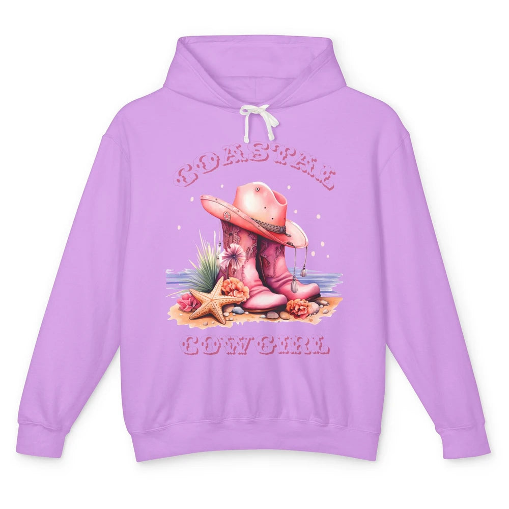 Retro Cowgirl Boots Coastal Cowgirl Western Country Beach Unisex Lightweight Hoodie