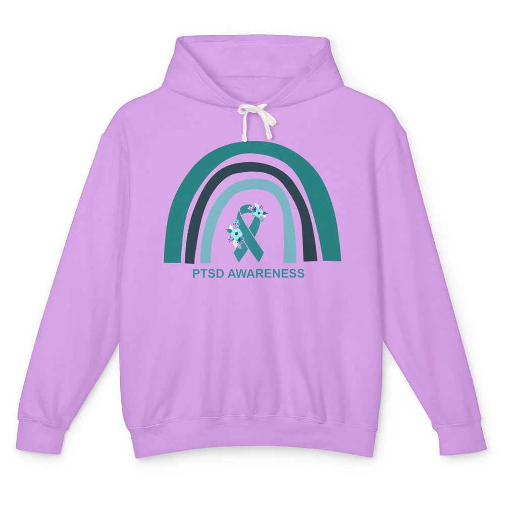Post-traumatic Stress Disorder Awareness PTSD Teal Ribbon Unisex Lightweight Hoodie