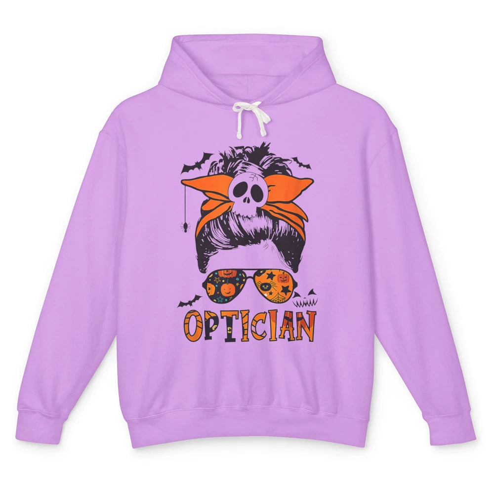 Optician Messy Hair Bun Eye Glasses Halloween Spooky Season Unisex Lightweight Hoodie