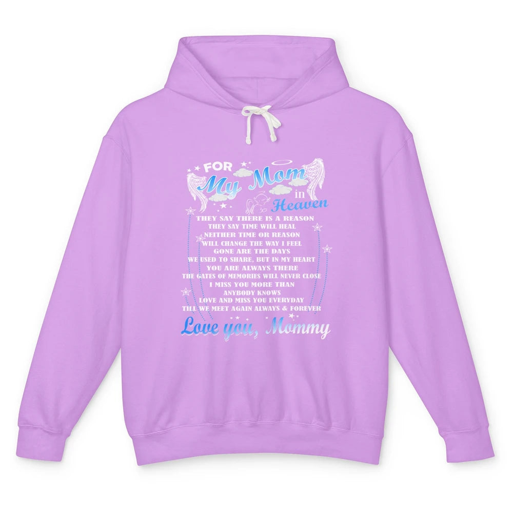 My Mom In Heaven Angel Wings Mother In Memories My Guardian Unisex Lightweight Hoodie
