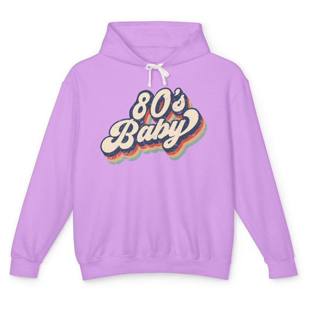Retro 80s Baby Made In 1980s Born Vintage Birthday Day Gift Unisex Lightweight Hoodie