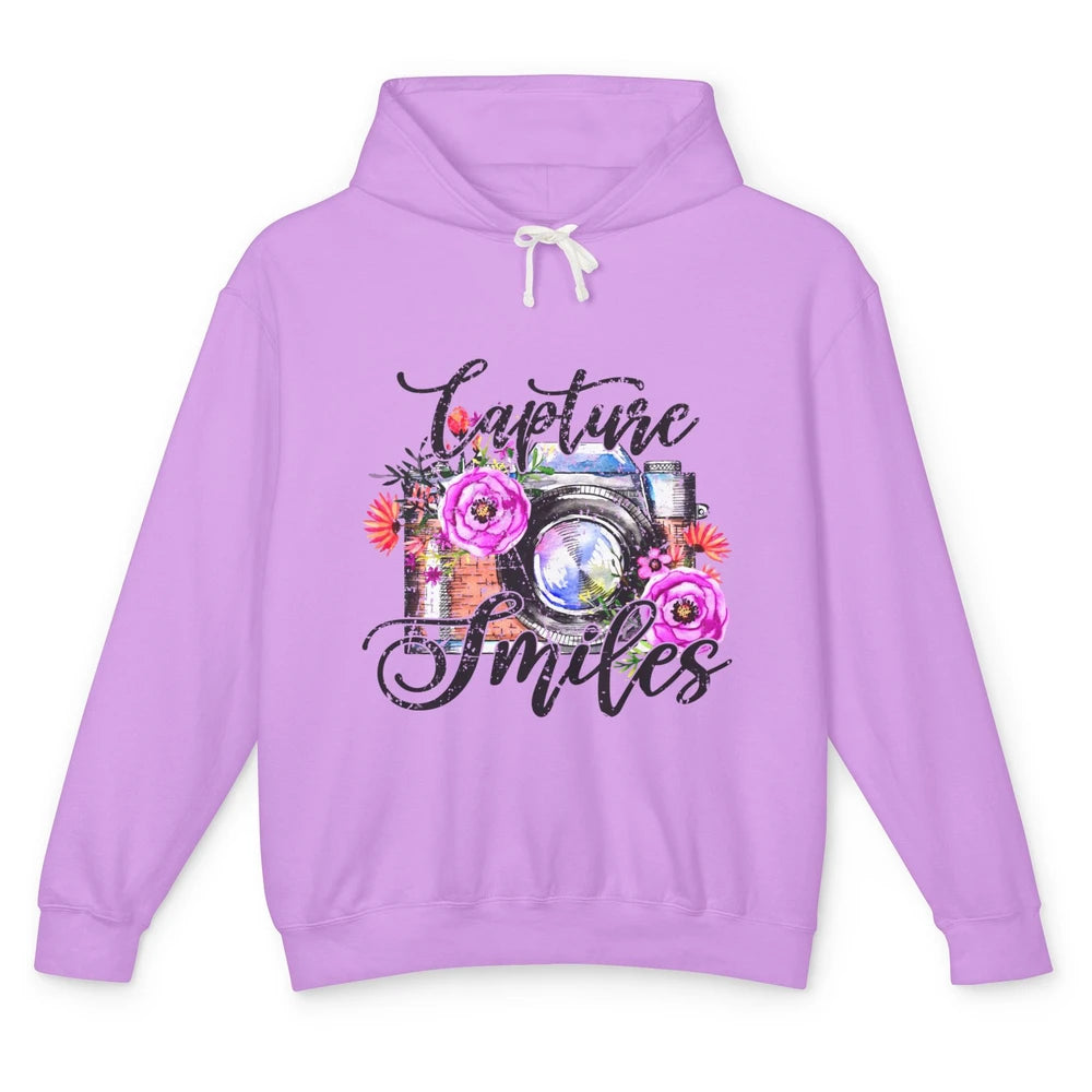 Photography Day Capture Smiles Retro Floral Camera Traveller Unisex Lightweight Hoodie