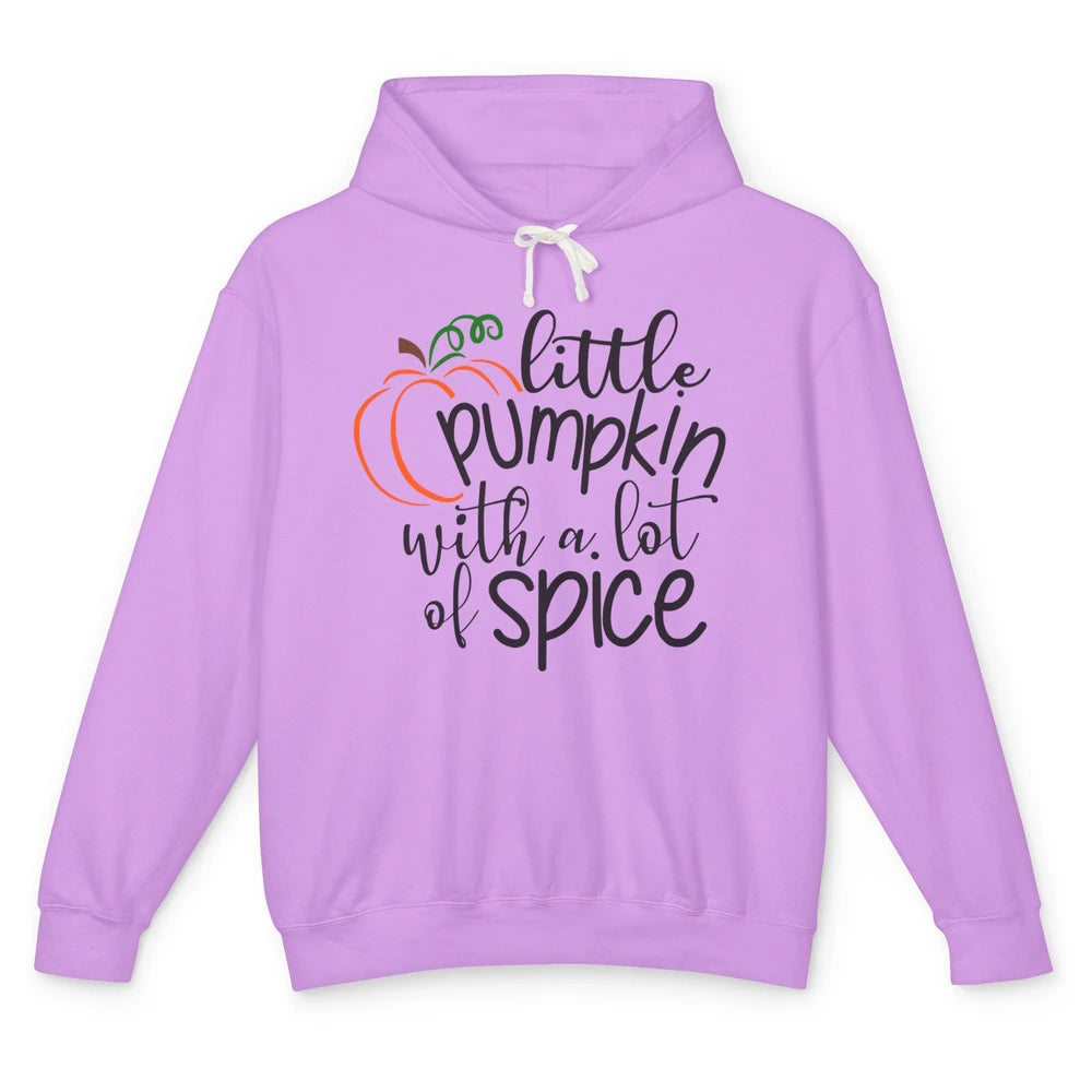 Little Pumpkin With Lots Of Spice Kids Thanksgiving Autumn Unisex Lightweight Hoodie