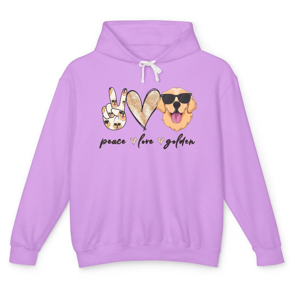 Peace Love Golden Dog Lover Golden Retriever Dad Mom Gift Unisex Lightweight Hoodie