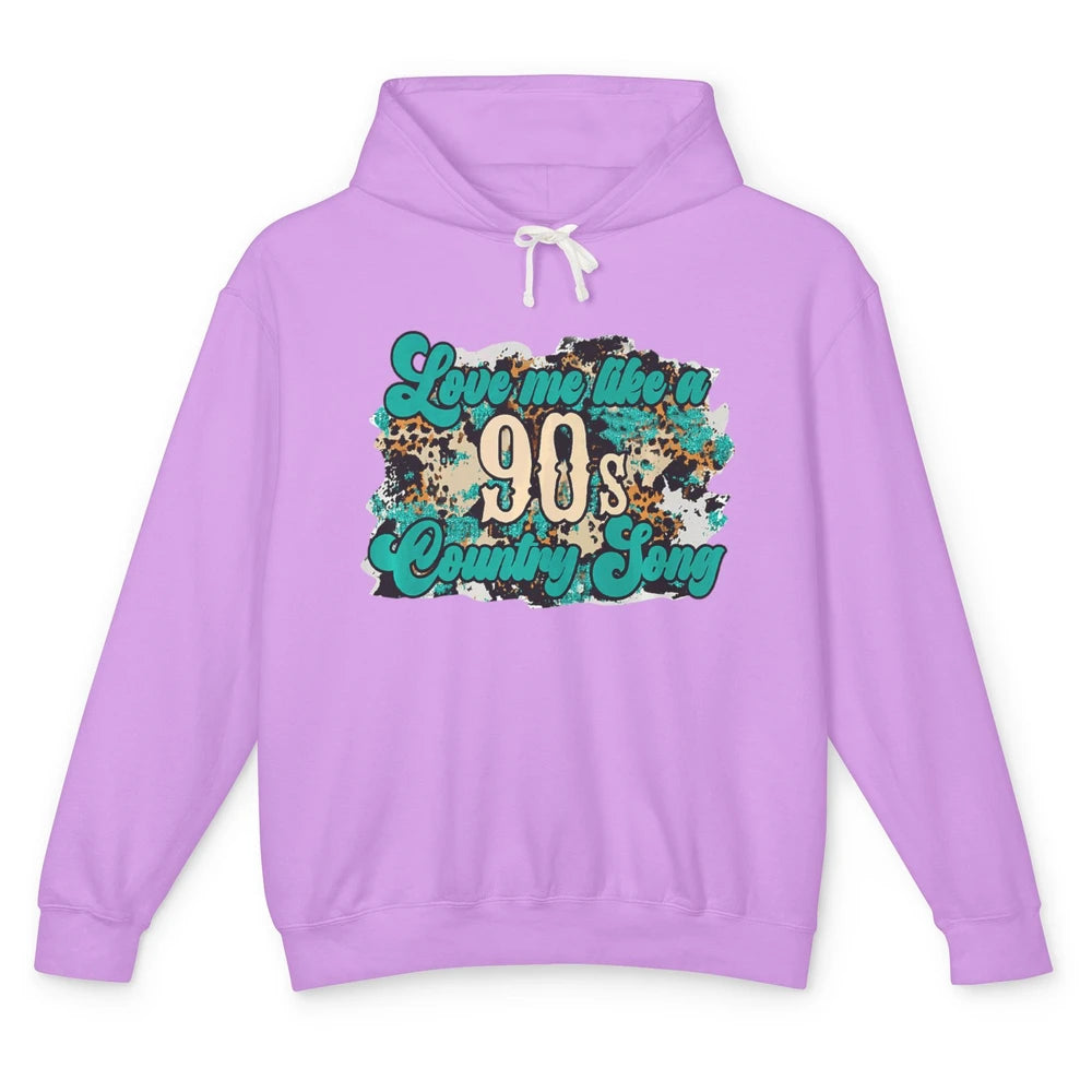 Retro Leopard Love Me Like 90s Song Texas Western Country Unisex Lightweight Hoodie