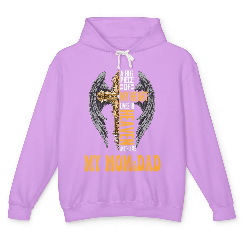 Parents Heaven Dad And Mom In Heaven Angel Cross Guardian Unisex Lightweight Hoodie