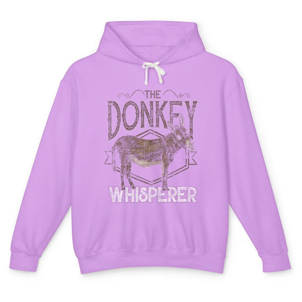 Retro Donkey Whisperer Farming Life Farm Animal Funny Donkey Unisex Lightweight Hoodie
