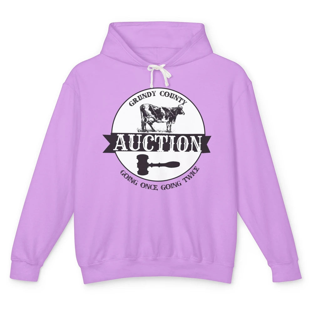Retro Cow Cattle Grundy County Auction Western Country Farm Unisex Lightweight Hoodie