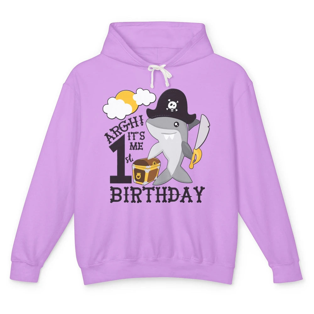 Pirate Shark 1st Birthday Party 1st Birthday Boy Girl Gift Unisex Lightweight Hoodie