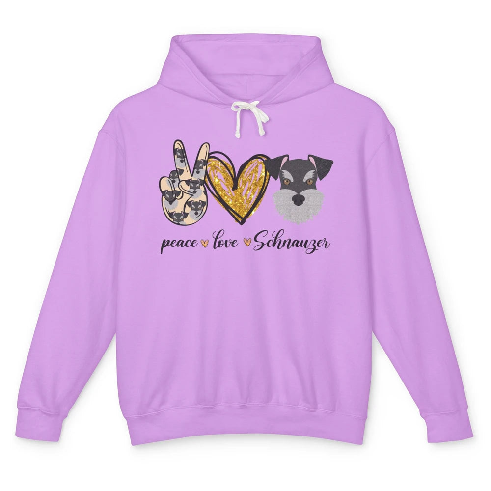Peace Love Schnauzer Dog Lover Schnauzer Dad Mom Gift Unisex Lightweight Hoodie