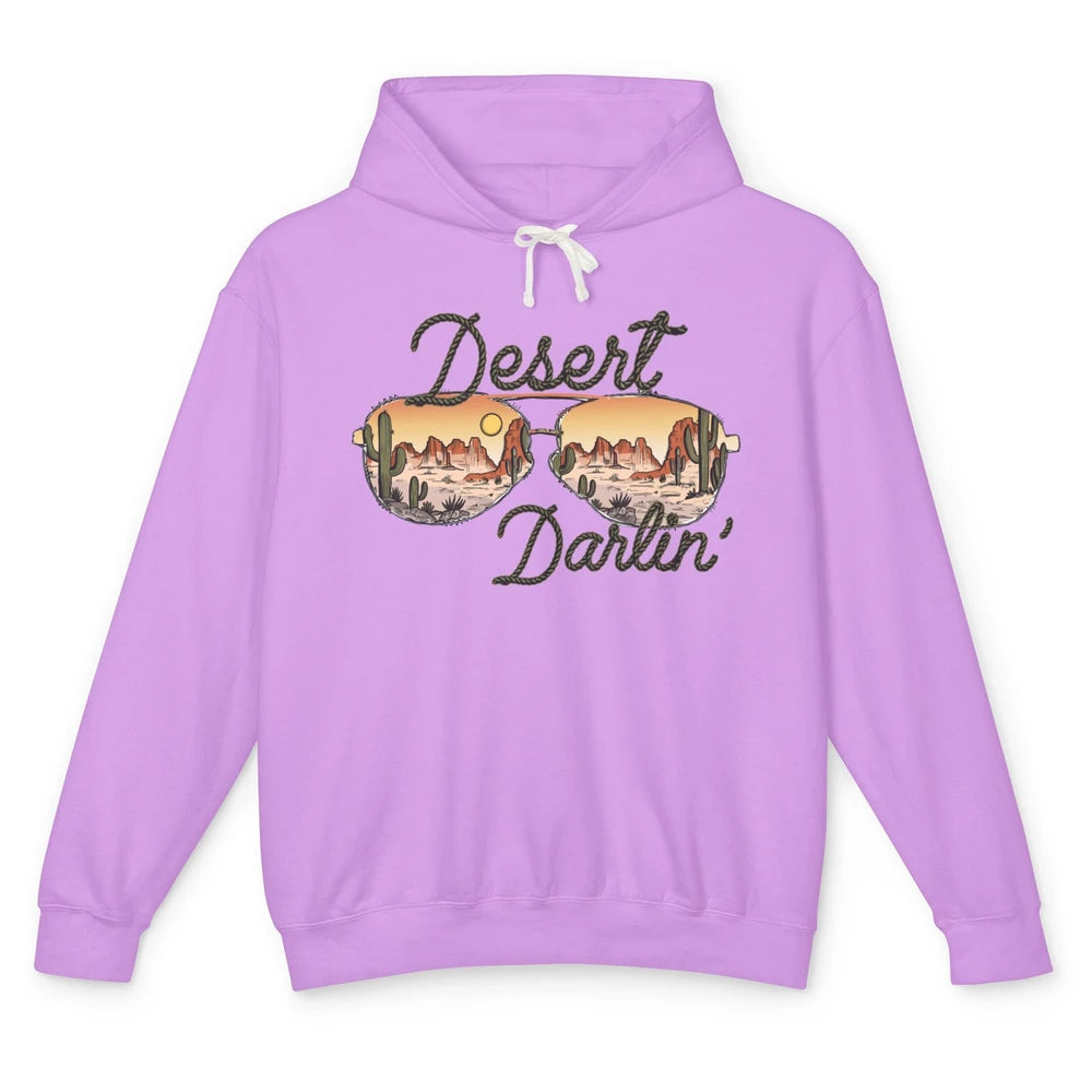 Retro Desert Darling Cactus Glasses Western Country Cowboy Unisex Lightweight Hoodie