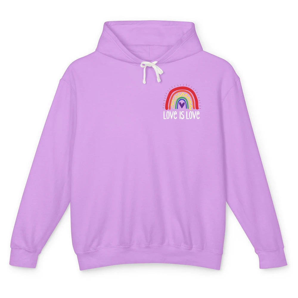 Rainbow Love Is Love LGBT Gay Pride Month Rainbow Flag Unisex Lightweight Hoodie