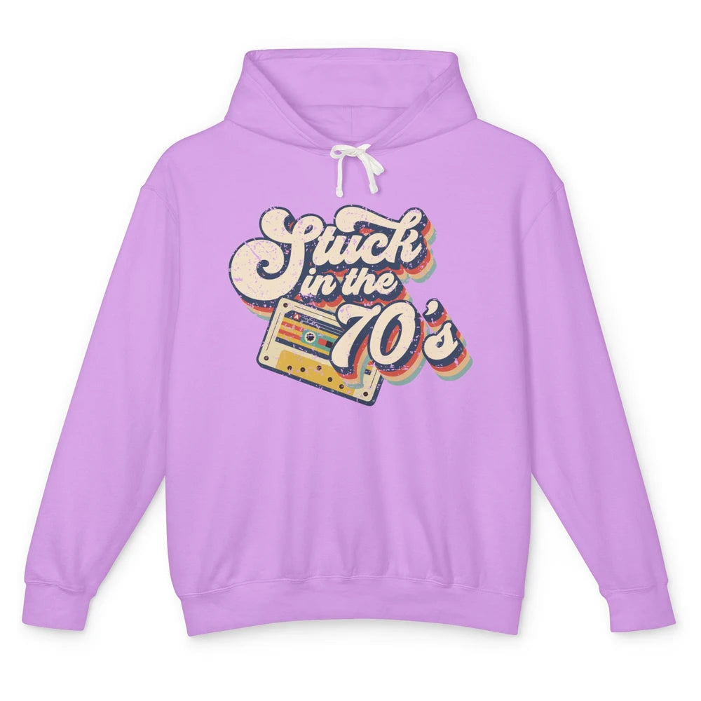 Retro Cassette Stuck In The 70s 1970s Born Birthday Day Gift Unisex Lightweight Hoodie