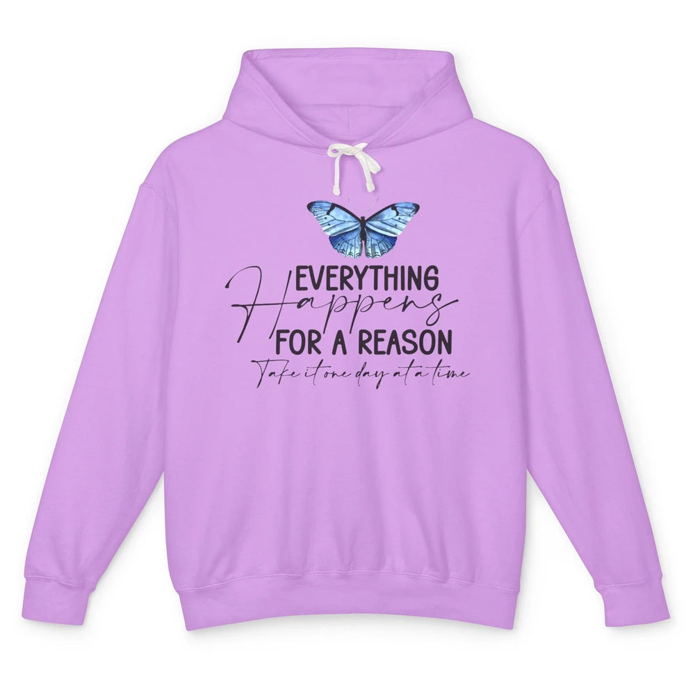 Retro Groovy Everything Happens For A Reason Inspirational Unisex Lightweight Hoodie