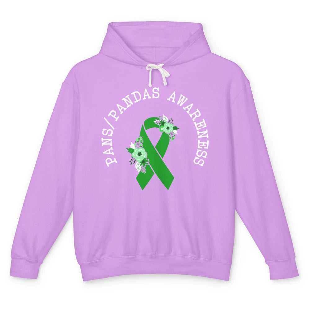 PANS/PANDAS Awareness Floral Green Ribbon Pans Disease Unisex Lightweight Hoodie