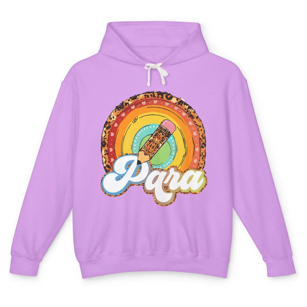 Retro Leopard Rainbow Paraprofessional Teacher Para Squad Unisex Lightweight Hoodie