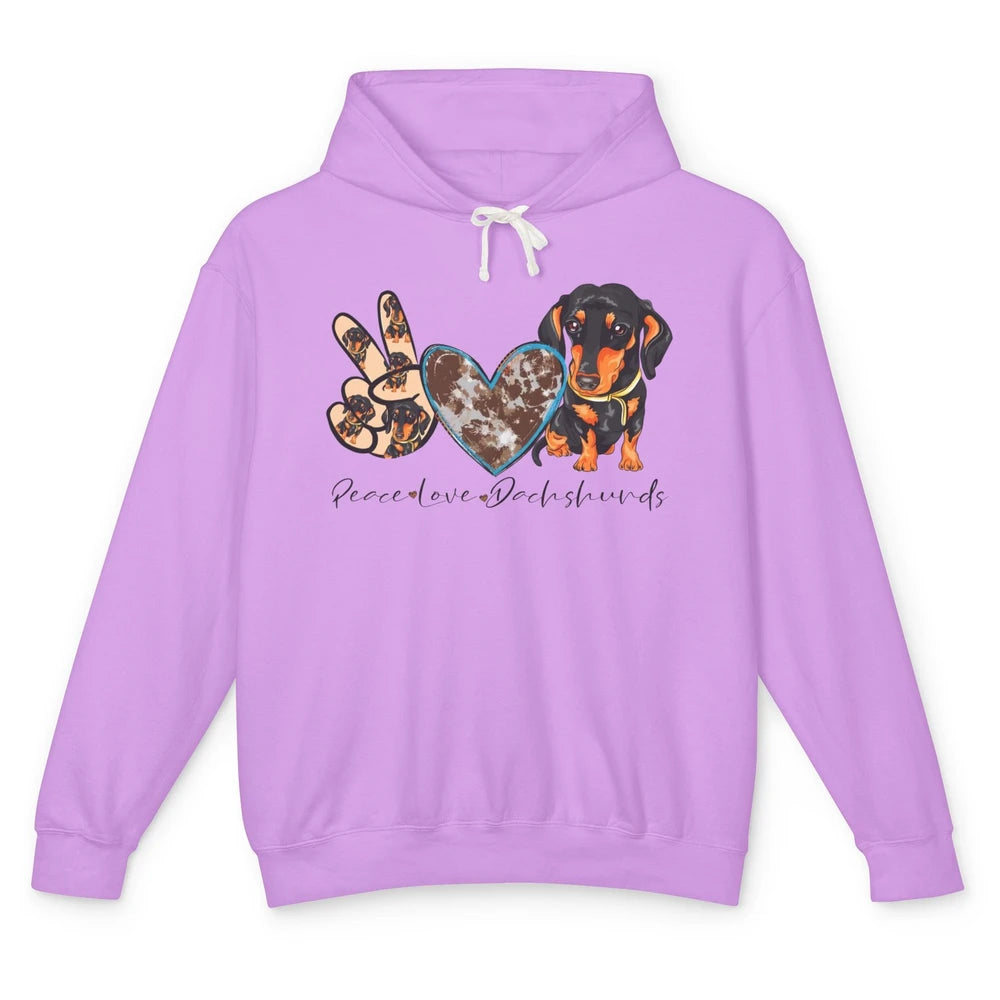 Peace Love Dachshund Dog Mom Dachshund Lovers Wiener Mom Unisex Lightweight Hoodie