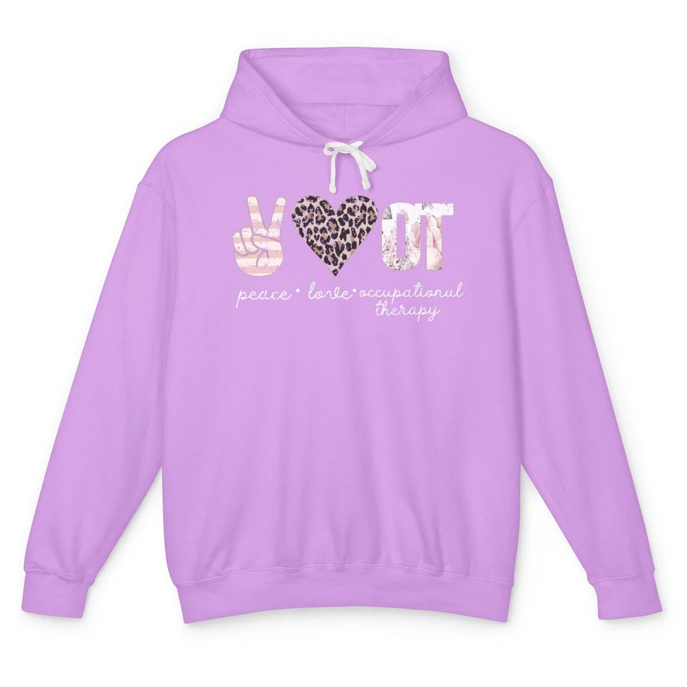 Retro Occupational Therapist Peace Love Occupational Therapy Unisex Lightweight Hoodie