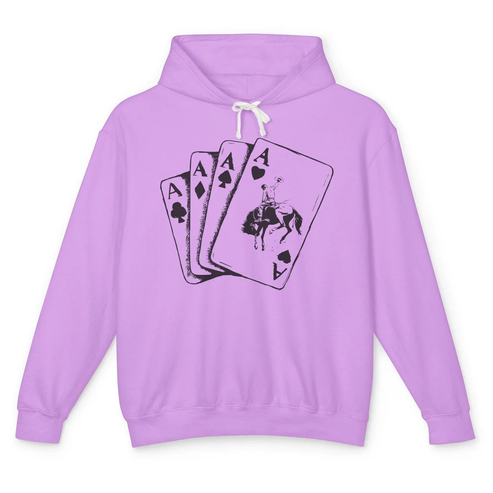 Punchy Cowboy Hold Your Horses Cards Western Country Rodeo Unisex Lightweight Hoodie