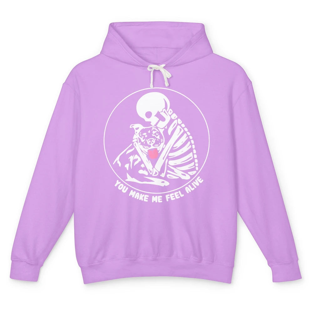 Pit Bull You Make Me Feel Alive Skeleton Pit Bull Dog Lovers Unisex Lightweight Hoodie