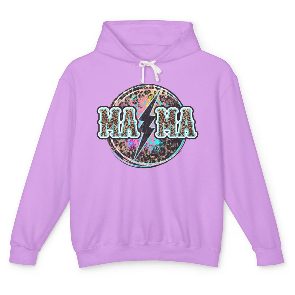 Retro Leopard Mama Lightning Bolt Western Country Bad Moms Unisex Lightweight Hoodie