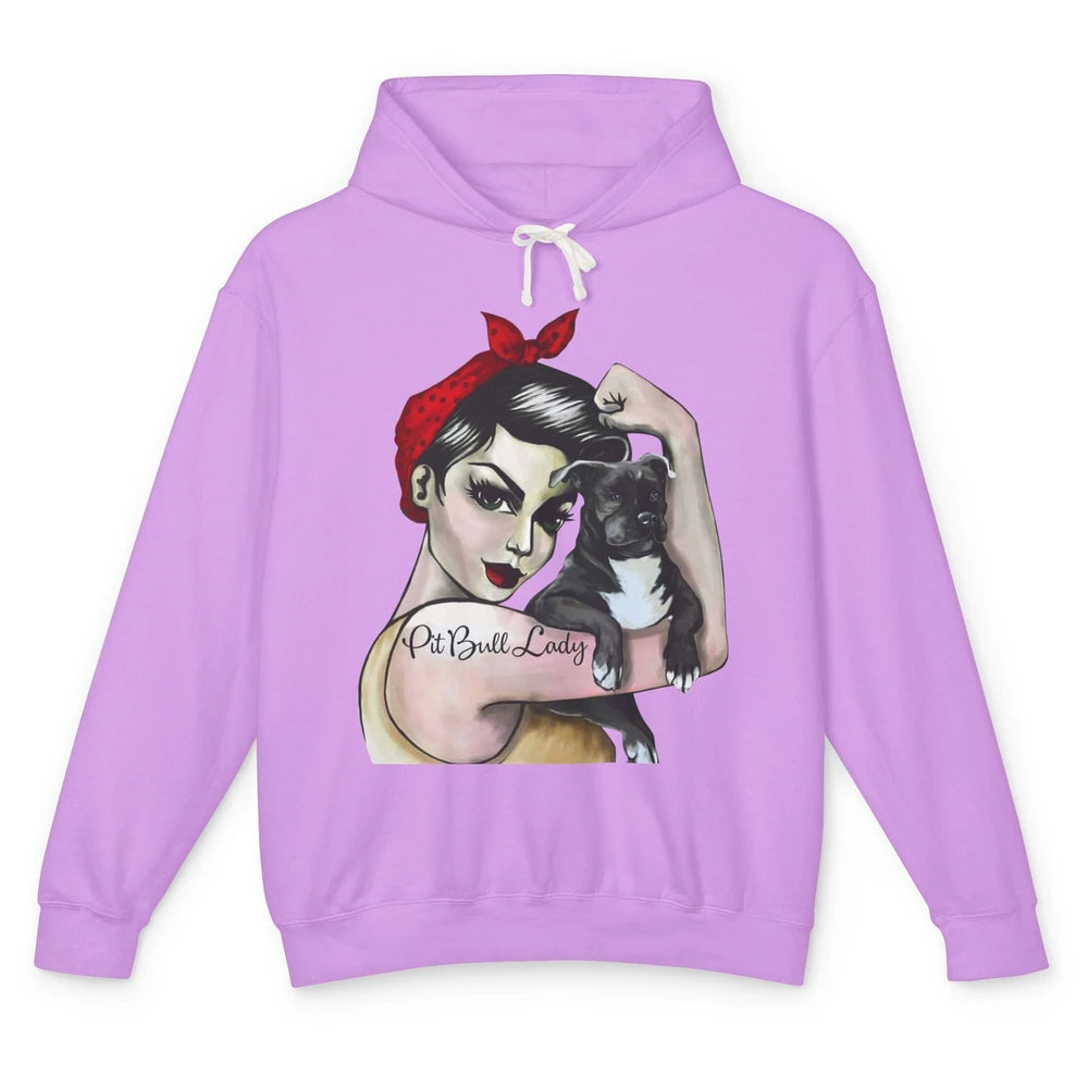 Pit Bull Lady Pit Bull Mom Dog Mom Bandana Dog Lovers Gift Unisex Lightweight Hoodie