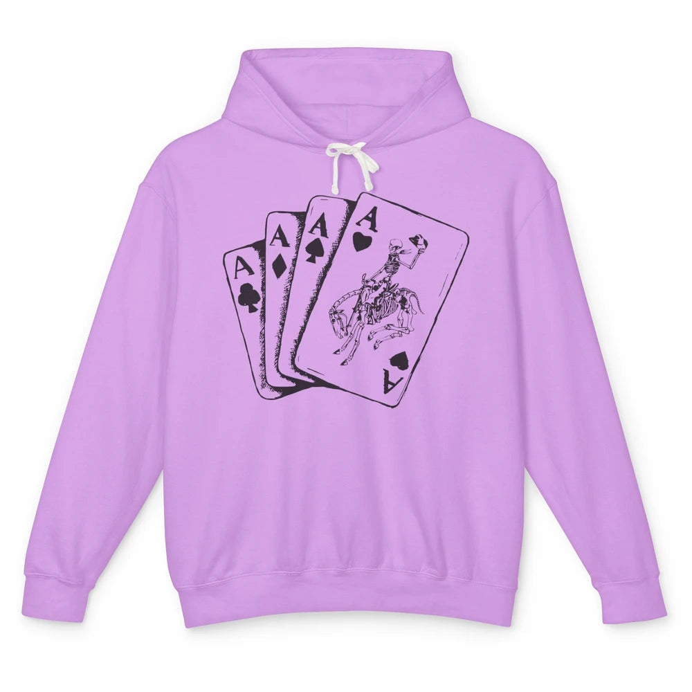 Skeleton Cowboy Horsing Playing Cards Western Cowboy Rodeo Unisex Lightweight Hoodie