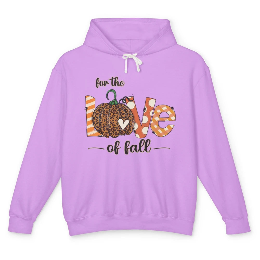 Retro Love Fall Y'All Leopard Pumpkin Heart Halloween Fall Unisex Lightweight Hoodie