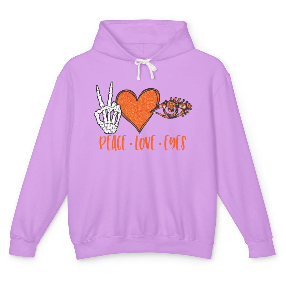 Optician Halloween Peace Love Eyes Optometrist Pumpkin Gift Unisex Lightweight Hoodie