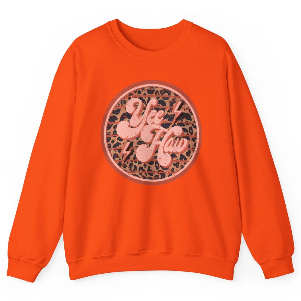 Retro Cowboy Yeehaw Leopard Western Country Cowgirls Horse Unisex Crewneck Sweatshirt