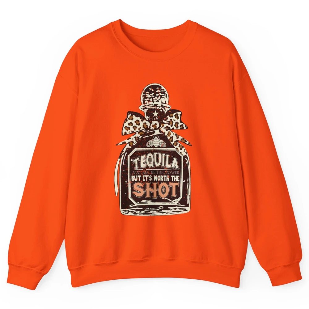 Retro Leopard Tequila May Not Be The Answer Western Country Unisex Crewneck Sweatshirt