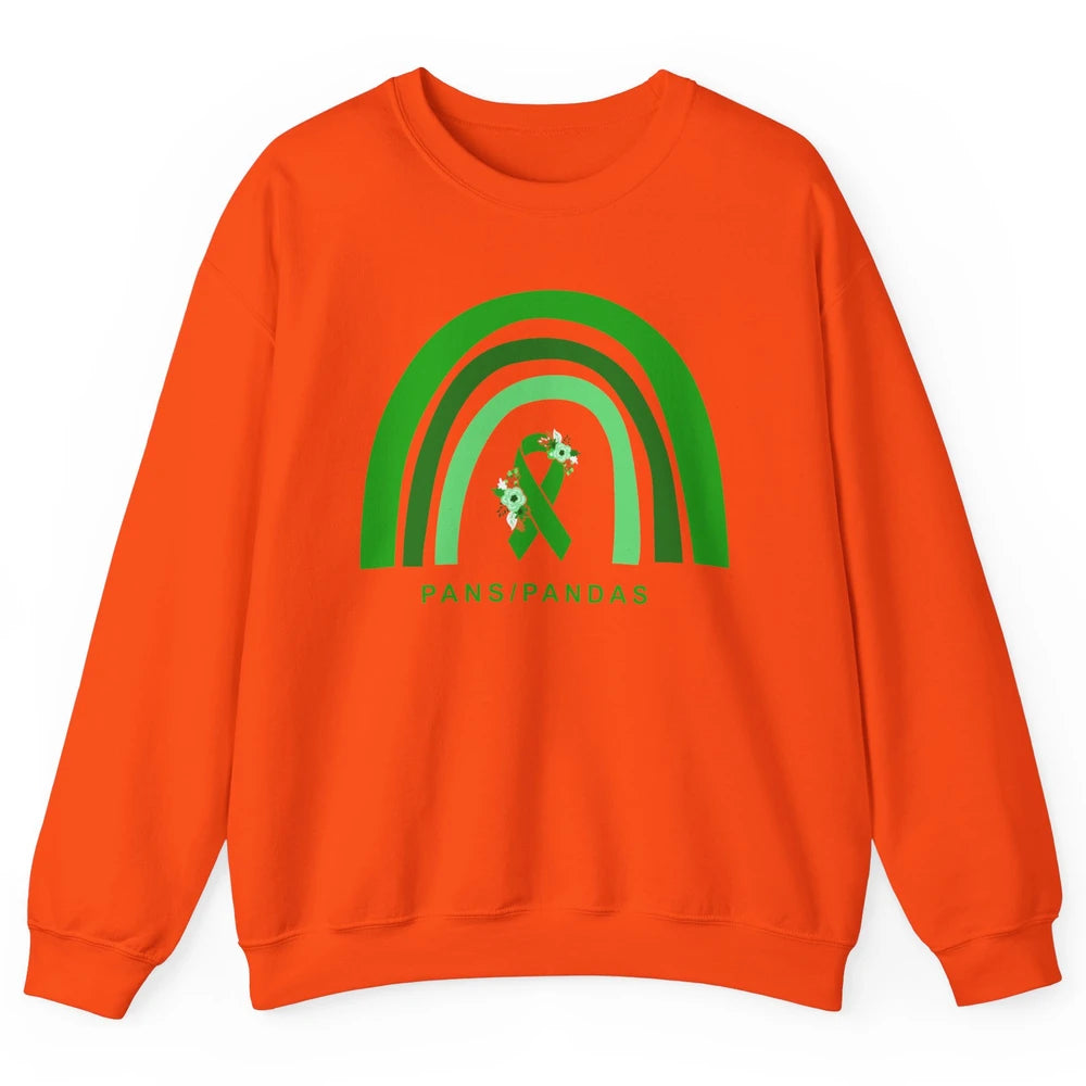 PANS/PANDAS Awareness Floral Green Ribbon Rainbow Pans Unisex Crewneck Sweatshirt