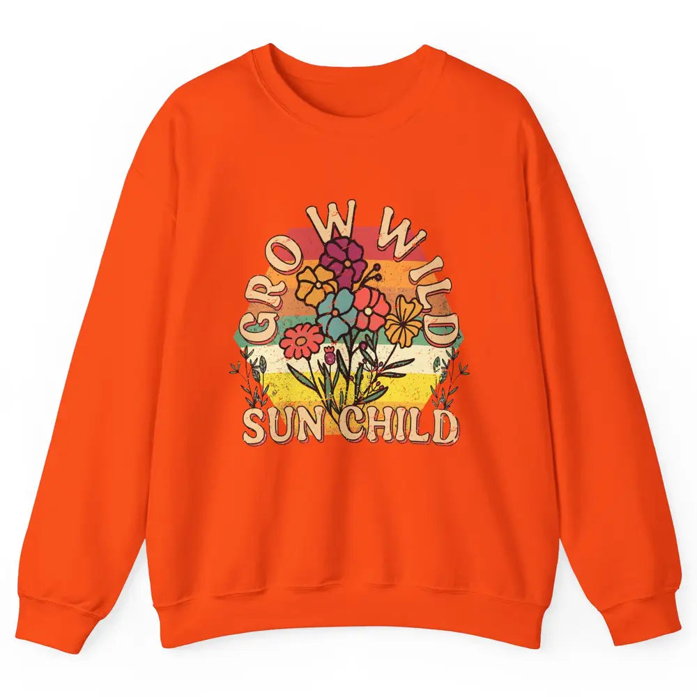 Retro Grow Wild Sun Child 70s Aesthetic Boho Western Summer Unisex Crewneck Sweatshirt