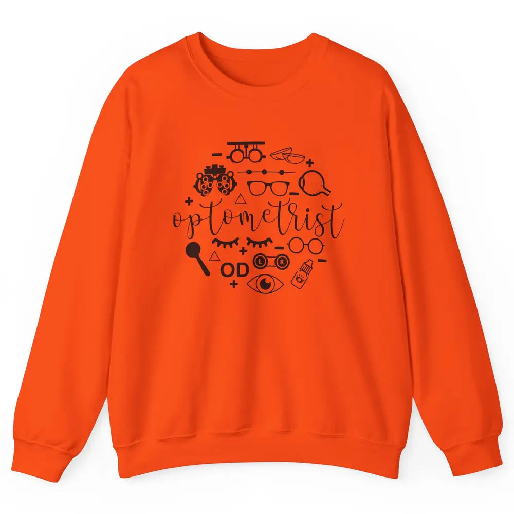 Optometry Symbols Optometrist Eyeglasses Spectacles Optician Unisex Crewneck Sweatshirt