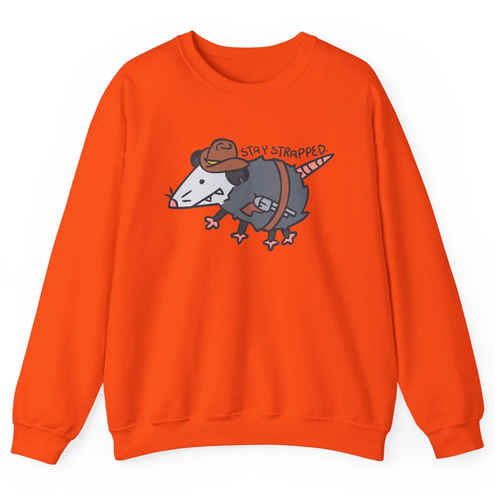 Retro Cowboy Opossum Stay Trapped Western Country Opossum Unisex Crewneck Sweatshirt