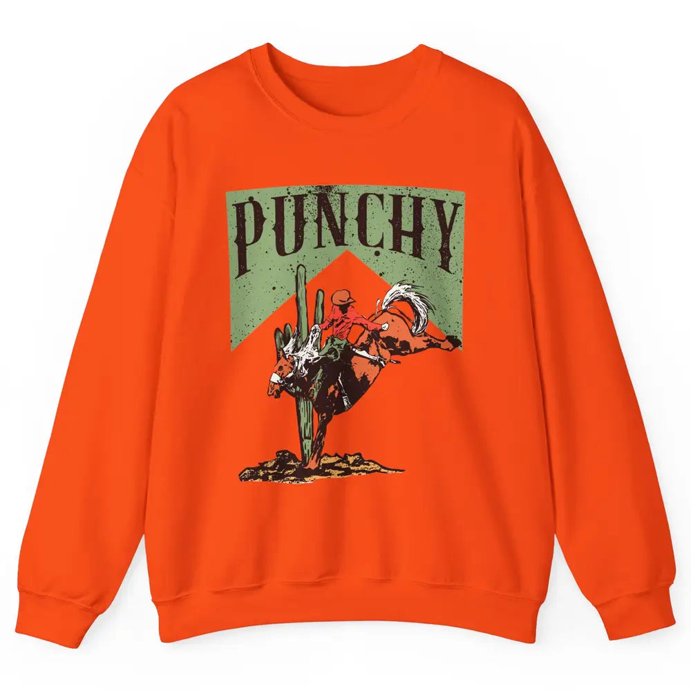 Retro Cowboy Rodeo Punchy Bucking Horse Western Country Unisex Crewneck Sweatshirt
