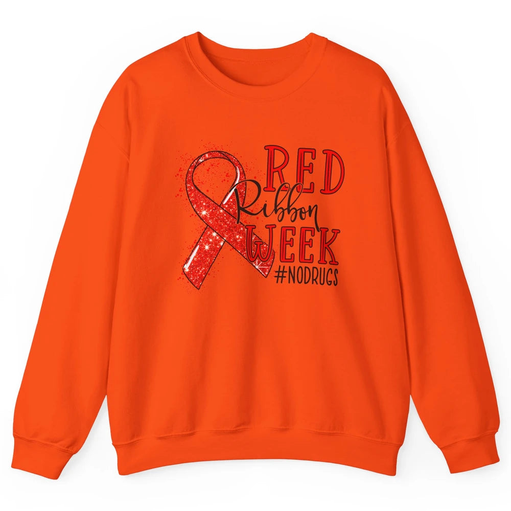 October Red Ribbon Week Awareness No Drugs Drug Free Unisex Crewneck Sweatshirt