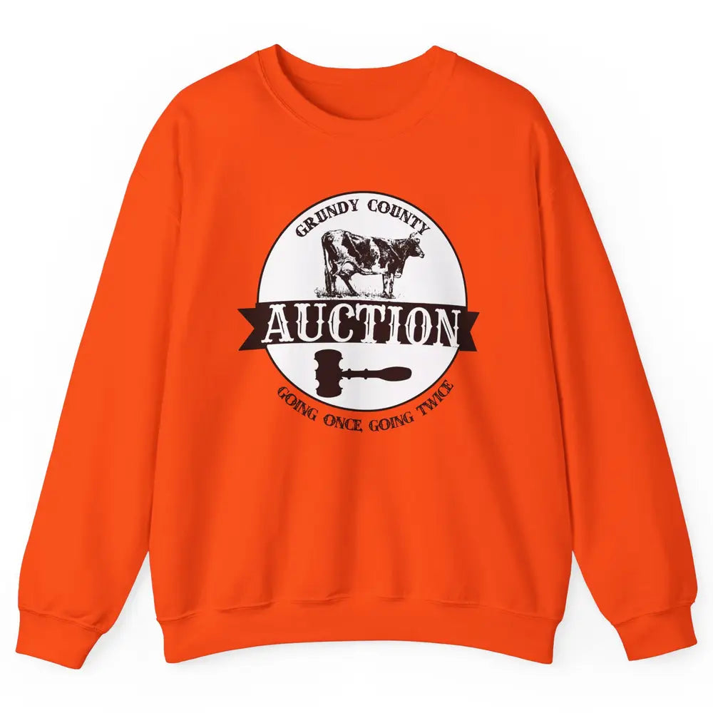 Retro Cow Cattle Grundy County Auction Western Country Farm Unisex Crewneck Sweatshirt