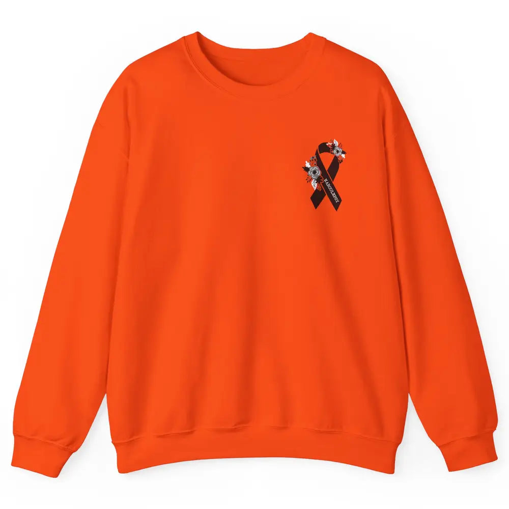 Narcolepsy Awareness Floral Black Ribbon Narcolepsy Support Unisex Crewneck Sweatshirt