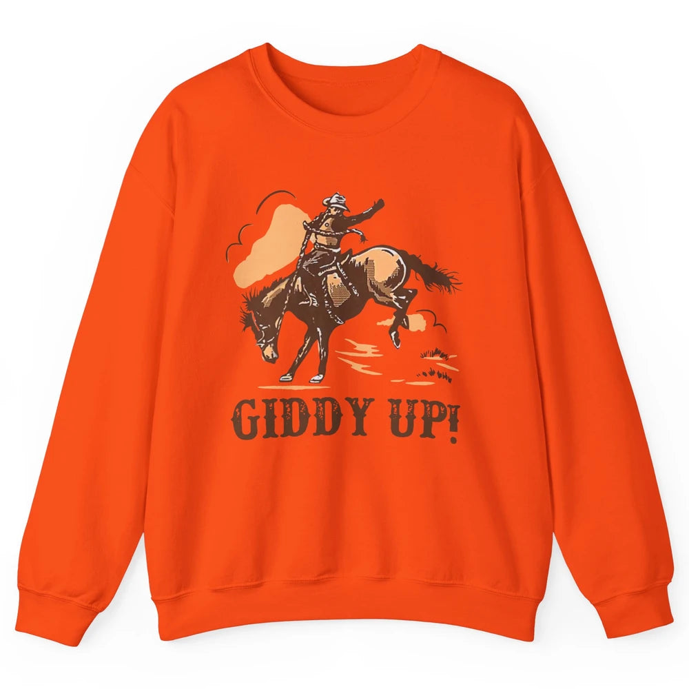 Retro Cowboy Rodeo Giddy Up Hold Your Horses Western Country Unisex Crewneck Sweatshirt