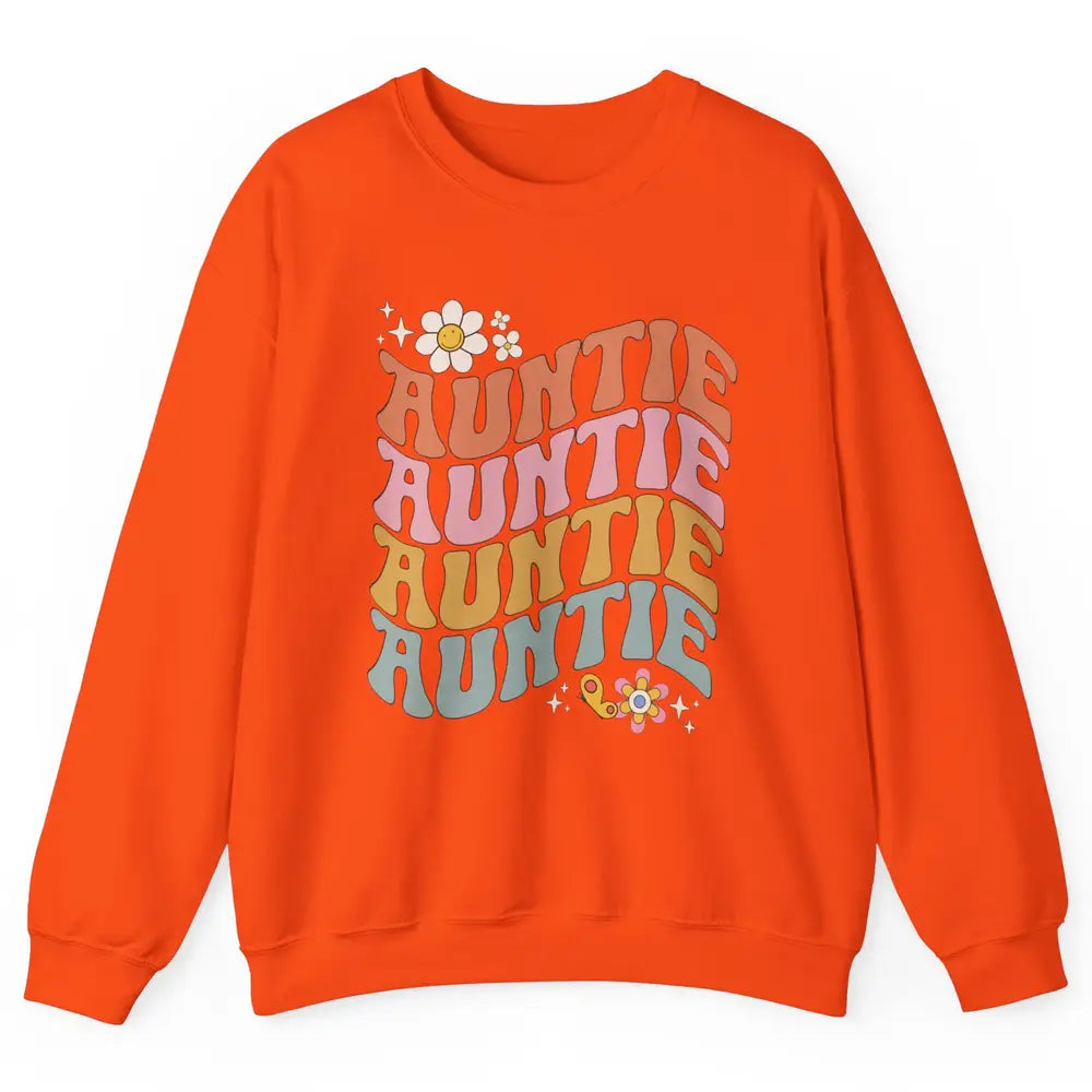 Retro Auntie Hippie Groovy Pregnancy Reveal Positive Mind Unisex Crewneck Sweatshirt