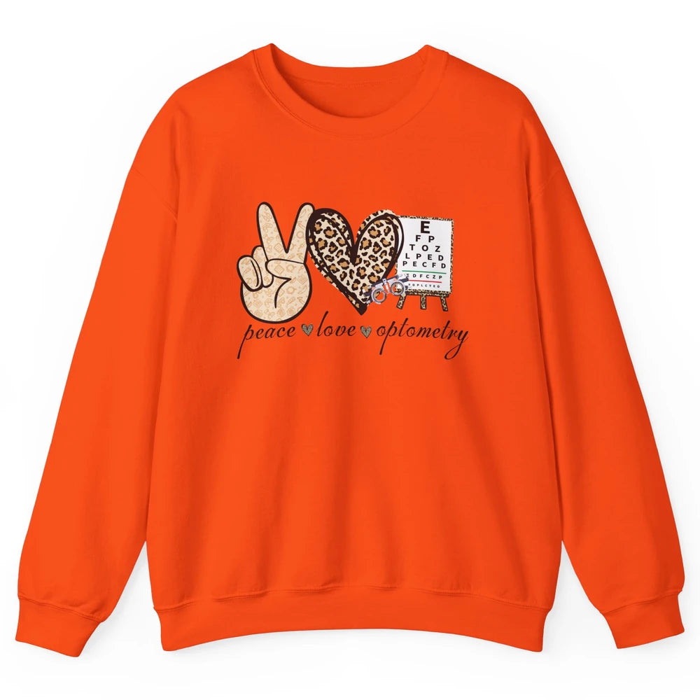Peace Love Optometry Leopard Optometrist Optician Life Gift Unisex Crewneck Sweatshirt