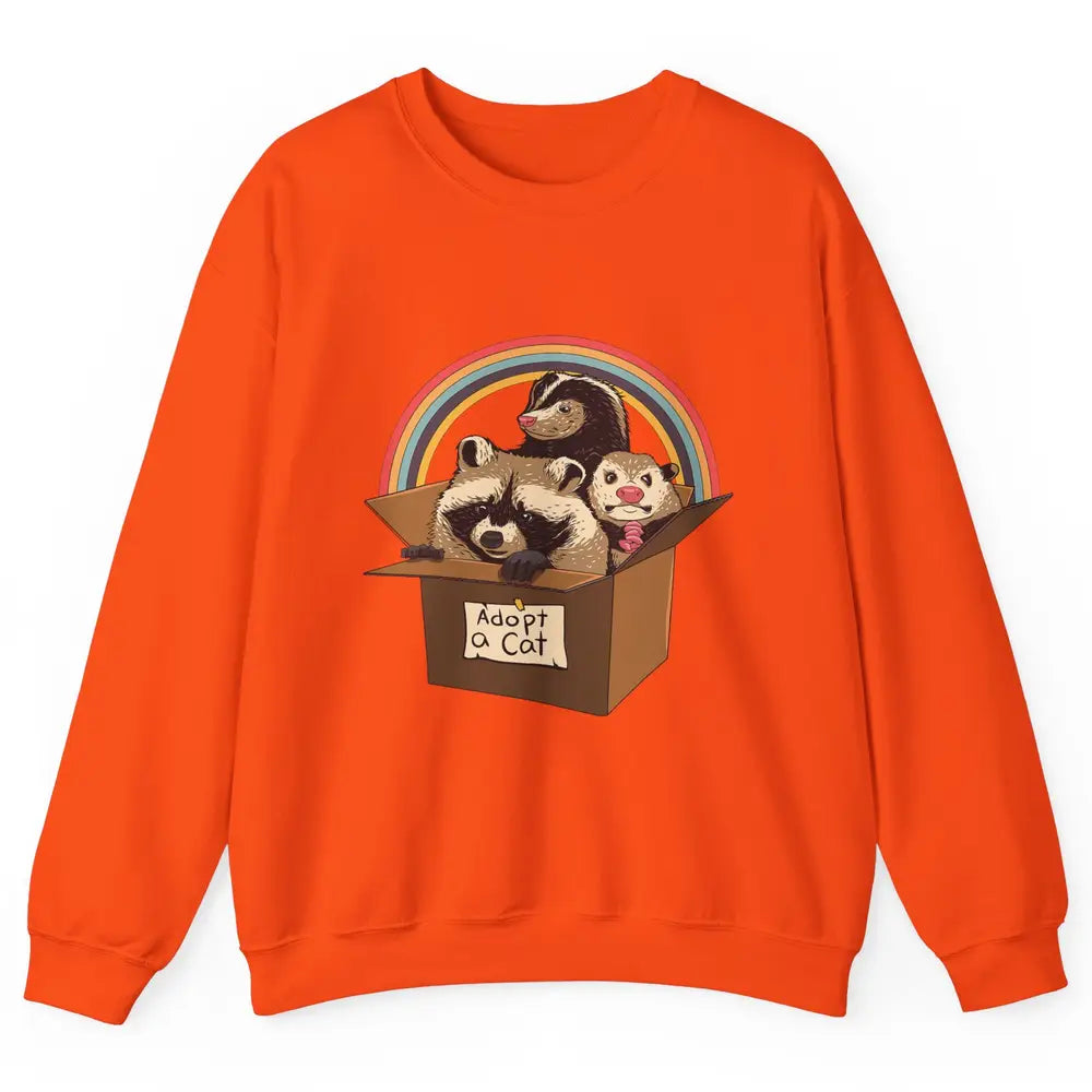 Retro Adopt A Cat Raccoon Panda Skunk Possum Adoption Street Unisex Crewneck Sweatshirt