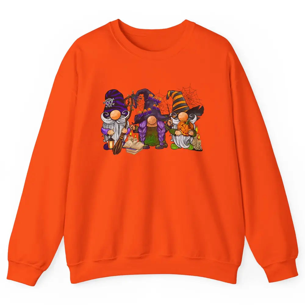 Retro Gnomes Witch Halloween Witchy Gnomies Horror Hallows Unisex Crewneck Sweatshirt