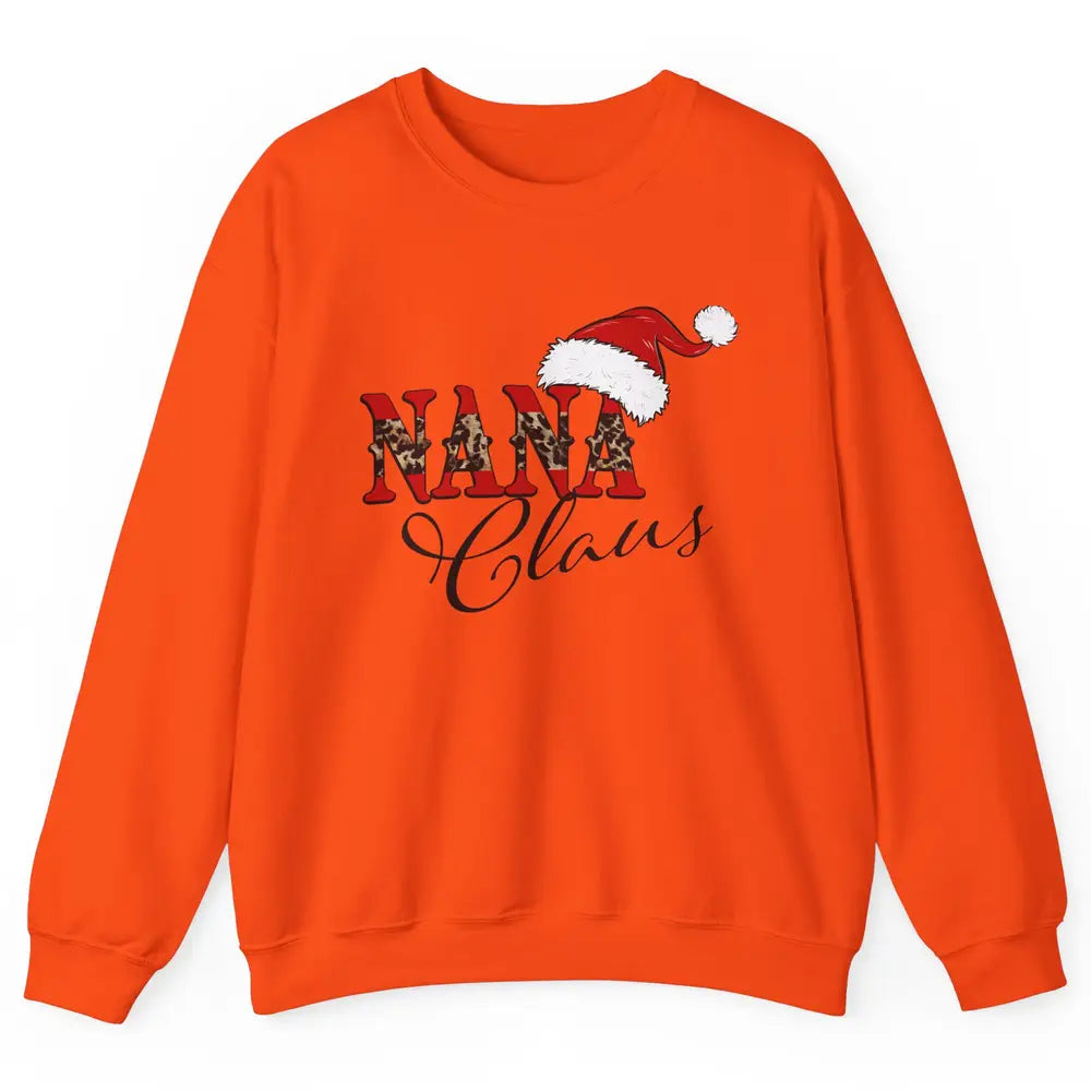 Nana Claus Western Nana Santa Hat Christmas Grandma Leopard Unisex Crewneck Sweatshirt