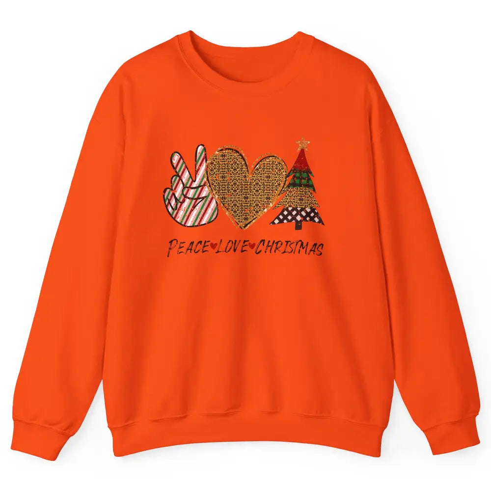 Peace Love Christmas Leopard Merry Christmas Vintage Retro Unisex Crewneck Sweatshirt